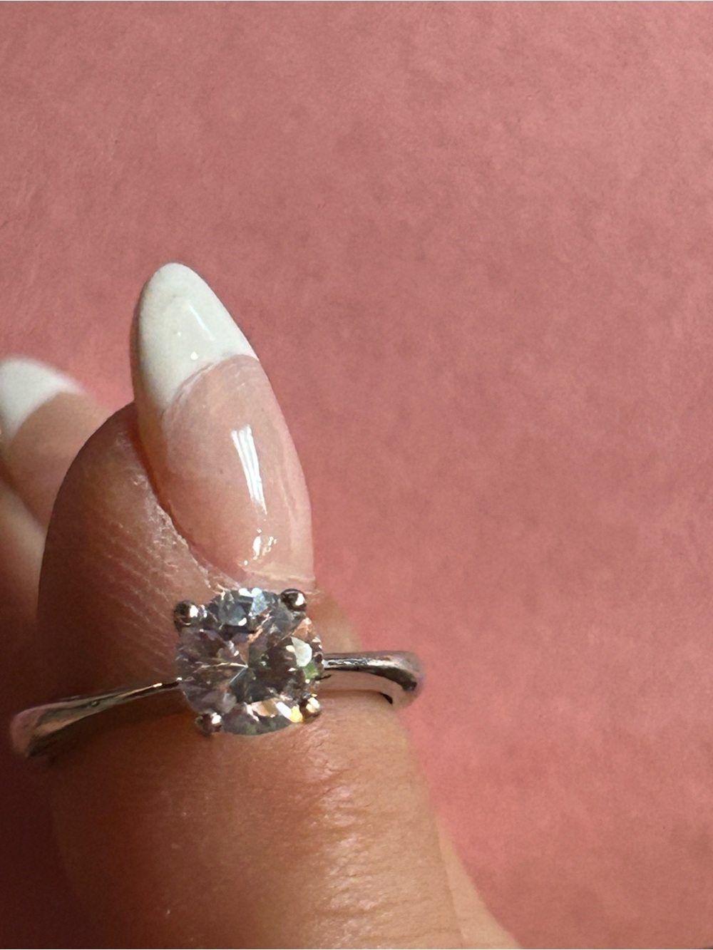Women’s Vintage Silver Tone Ring with Beautiful Engagement Style Clear Gem. Sz 7